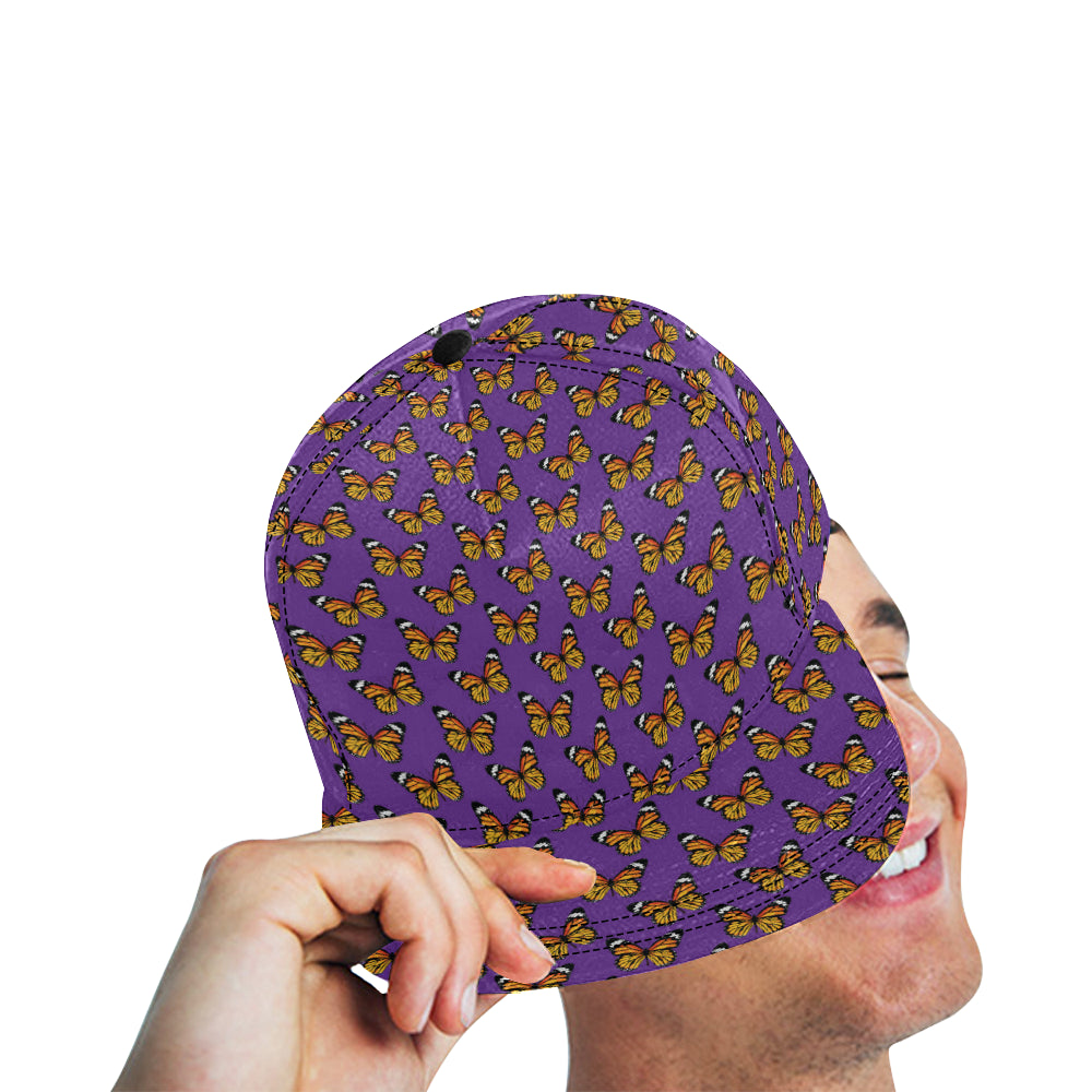 Monarch Butterfly Purple Print Pattern Snapback Cap