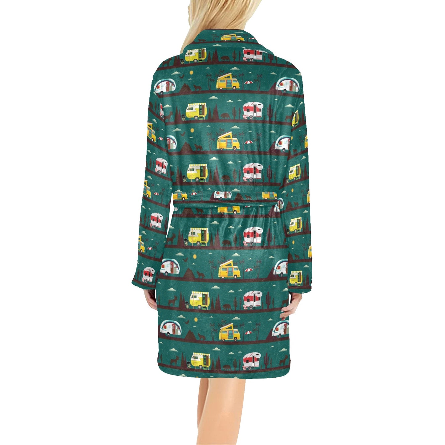 Camper Pattern Print Design 05 Women's Fleece Robe