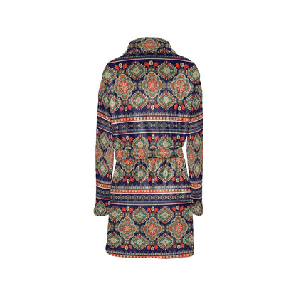 Ethnic Geometric Print Pattern Women's Fleece Robe