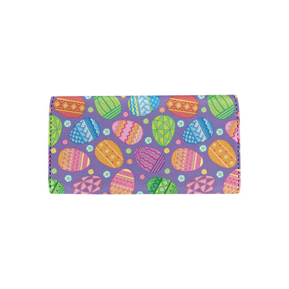 Easter Eggs Pattern Print Design RB010 Women's Trifold Wallet