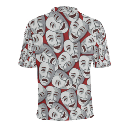 Acting Mask Pattern Print Design 01 Men Polo Shirt