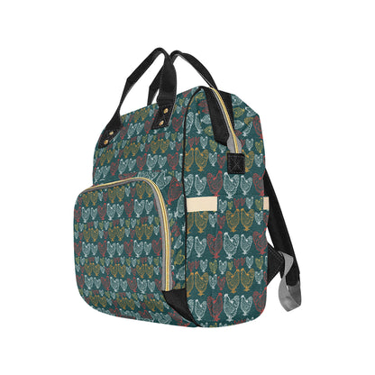 Rooster Hand Draw Design Diaper Bag Backpack