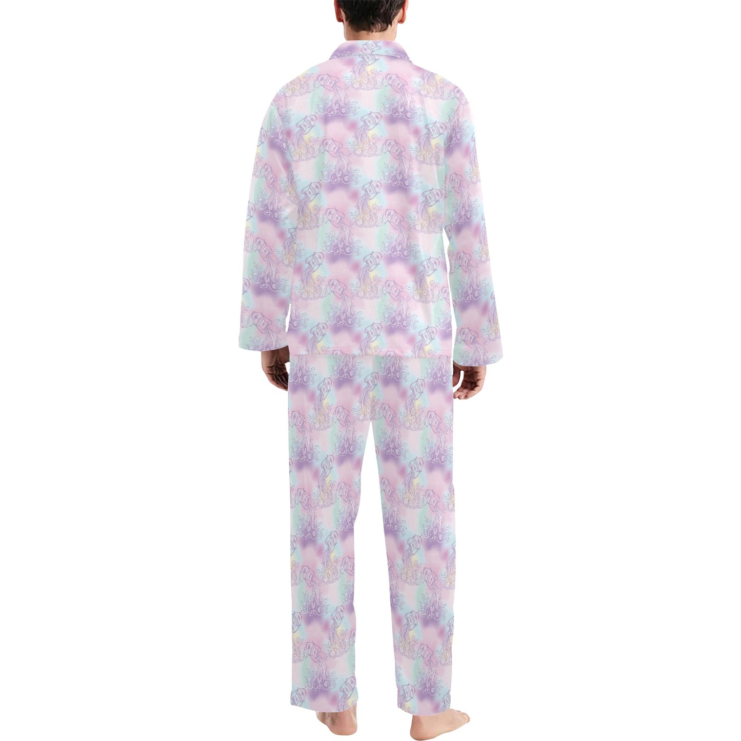 Aquarius Zodiac Pattern Print Design 01 Men's Long Pajama Set