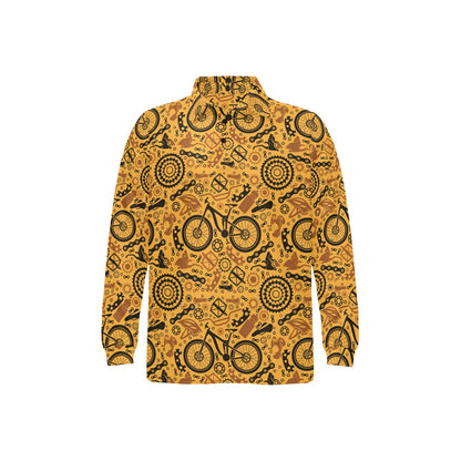 Mountain bike Pattern Print Design 03 Long Sleeve Polo Shirt For Men's
