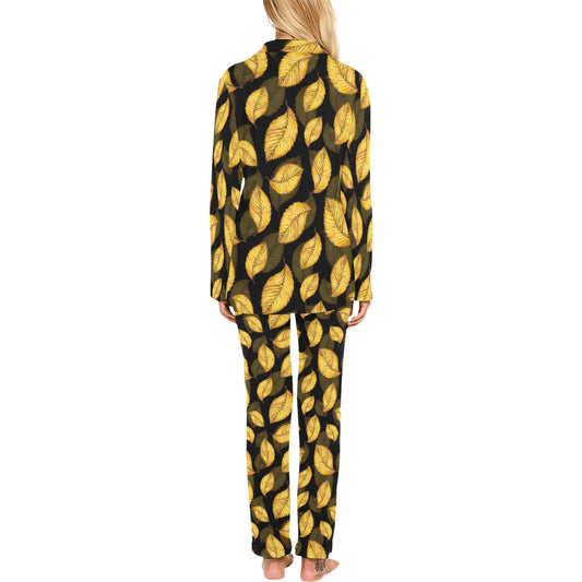 Elm Leave Summer Print Pattern Women's Long Pajama Set