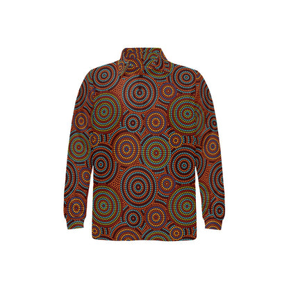 Aboriginal Print Design LKS403 Long Sleeve Polo Shirt For Men's