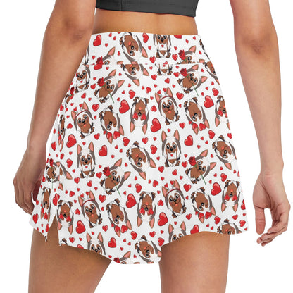Silky Terriers Heart Print Design LKS302 17" Golf & Pickleball Skort with Pockets