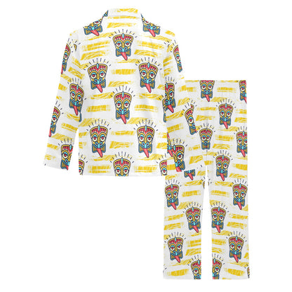 Tiki Smile Mask Print Pattern Men's Long Pajama Set