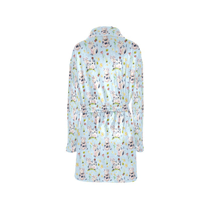 Cow Happy Pattern Print Design 05 Women's Fleece Robe