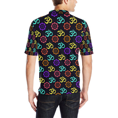 Chakra OM Print Pattern Men Polo Shirt