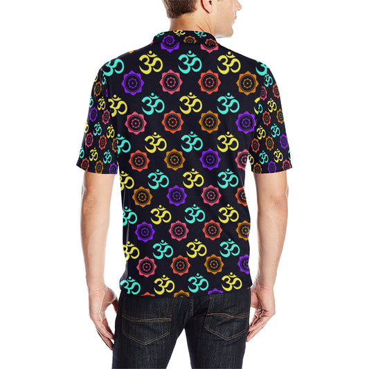 Chakra OM Print Pattern Men Polo Shirt
