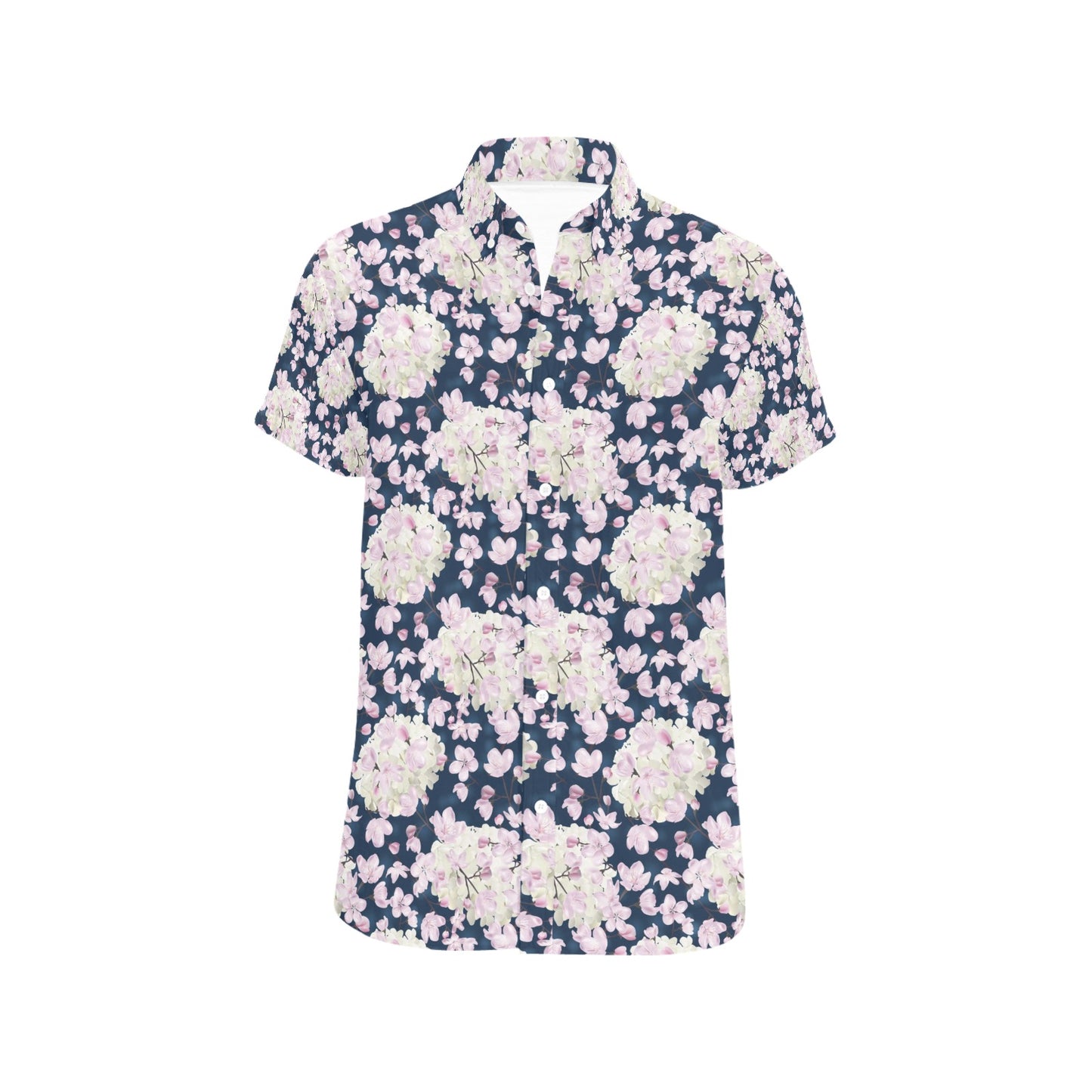 Sakura Print Design LKS305 Men Short Sleeve Button Up Shirt