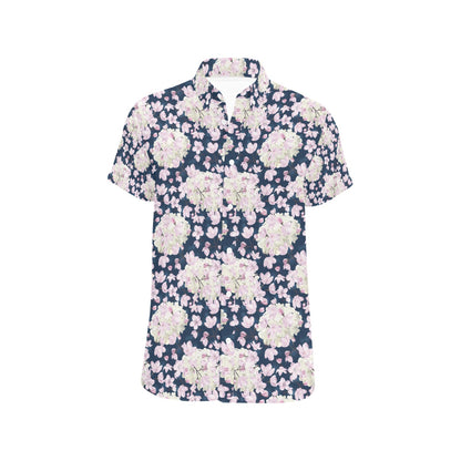 Sakura Print Design LKS305 Men Short Sleeve Button Up Shirt