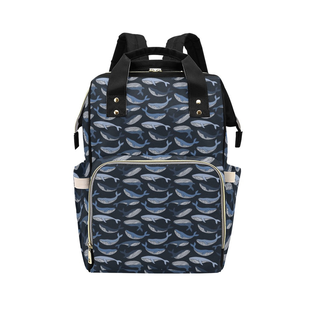 Whale Print Design LKS301 Diaper Bag Backpack