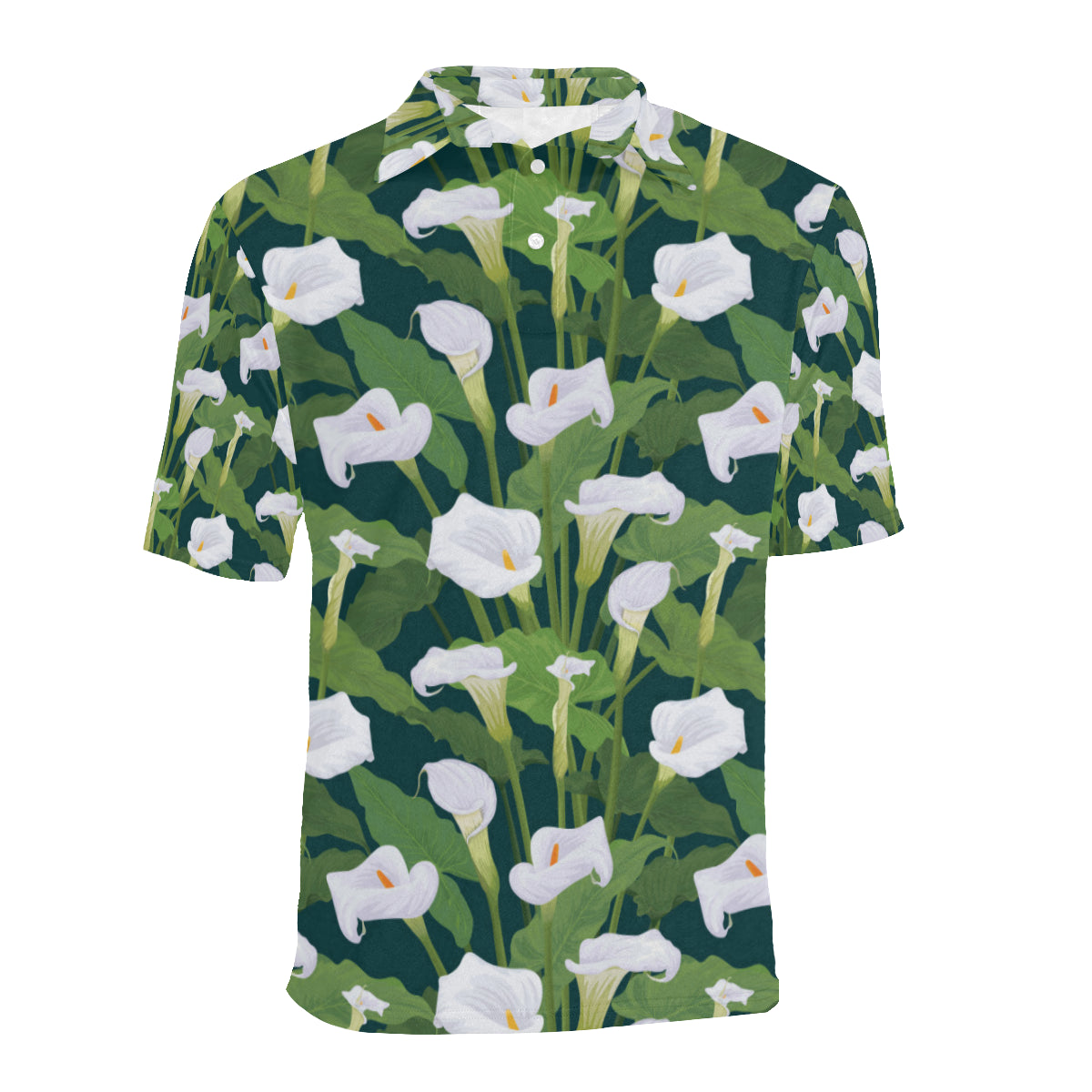 Lily Pattern Print Design 04 Men Polo Shirt