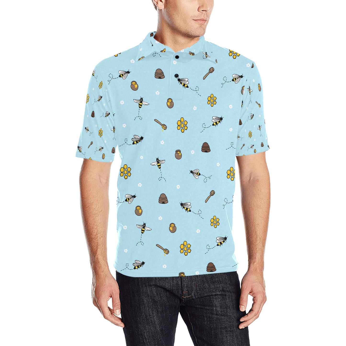 Honey Bee Print Design LKS307 Men Polo Shirt
