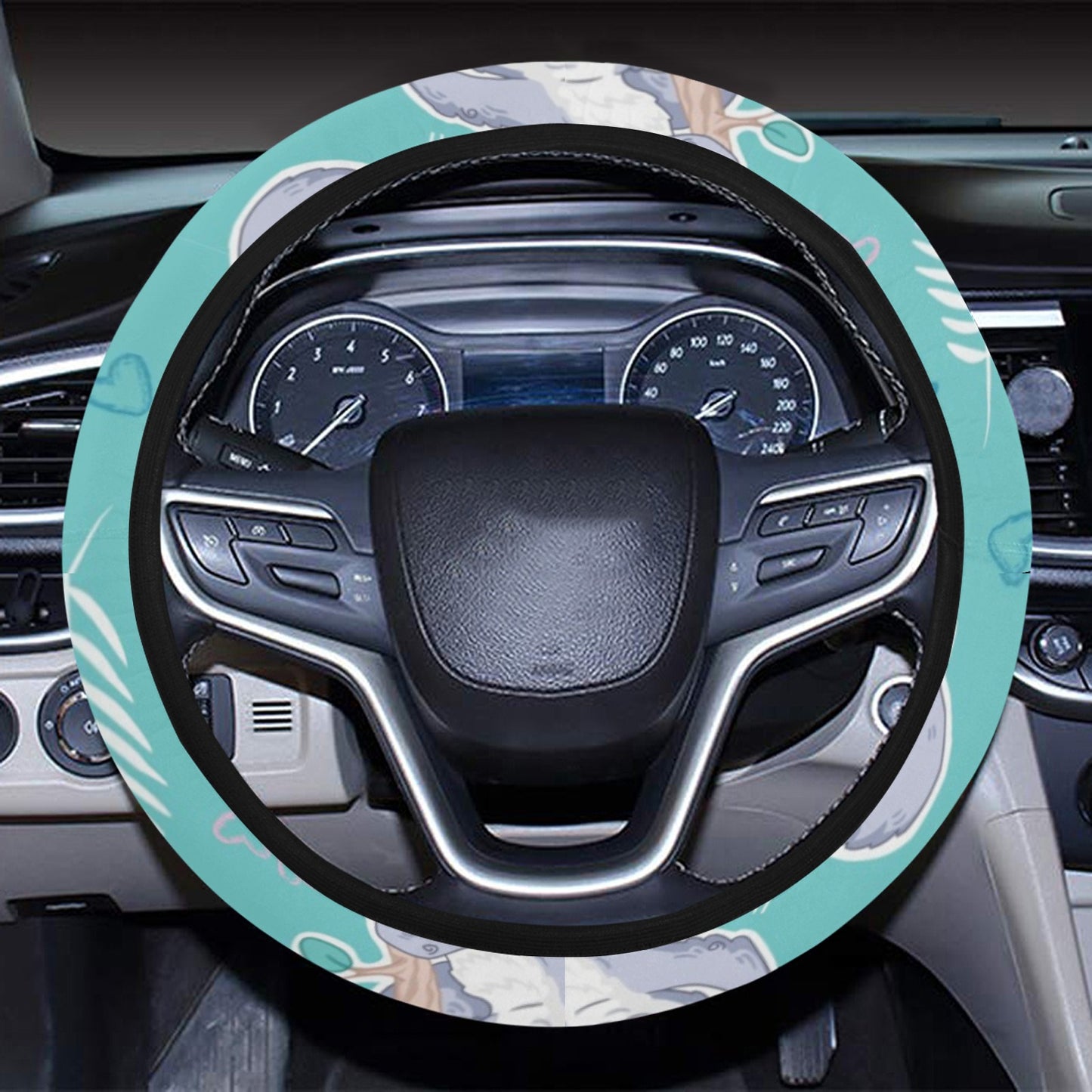 Sloth Print Design LKS309 Steering Wheel Cover with Elastic Edge