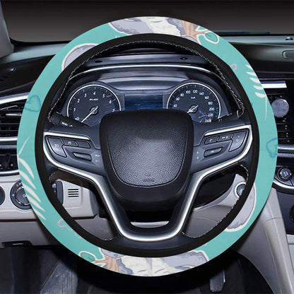 Sloth Print Design LKS309 Steering Wheel Cover with Elastic Edge