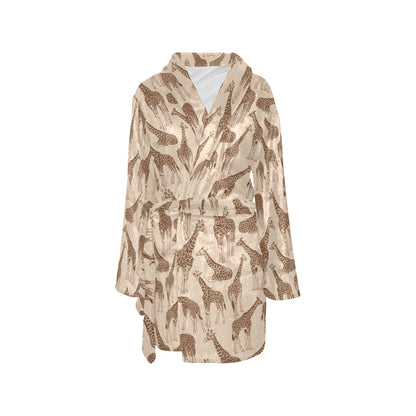 Giraffe Pattern Design Print Women's Fleece Robe