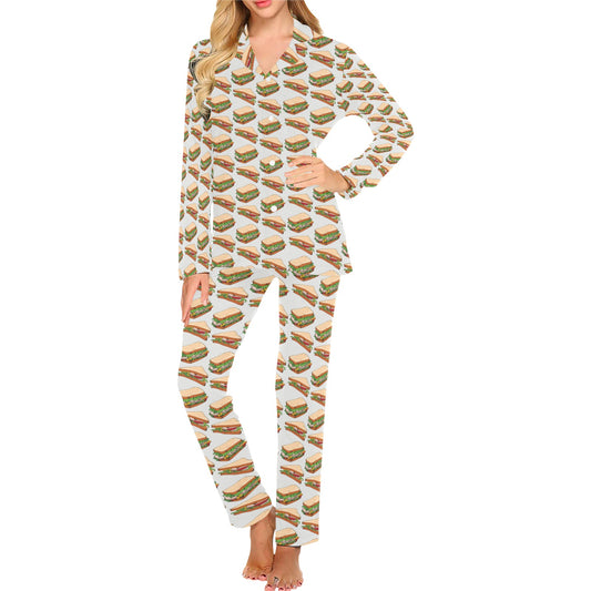 Sandwich Print Design LKS302 Women's Long Pajama Set