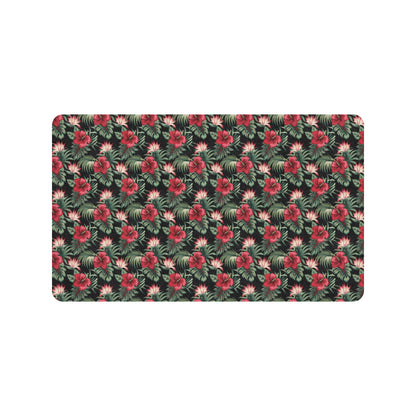Flower Hawaiian Red Hibiscus Design Print Rubber Doormat