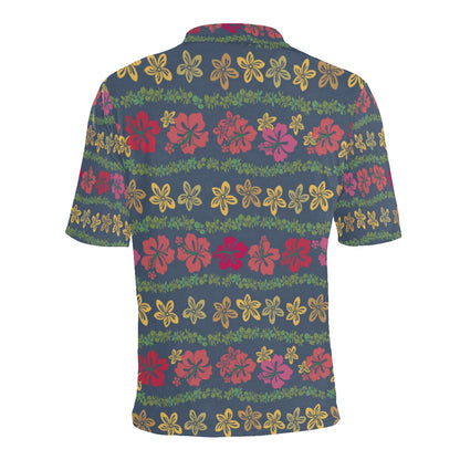 Hawaiian Themed Pattern Print Design H018 Men Polo Shirt