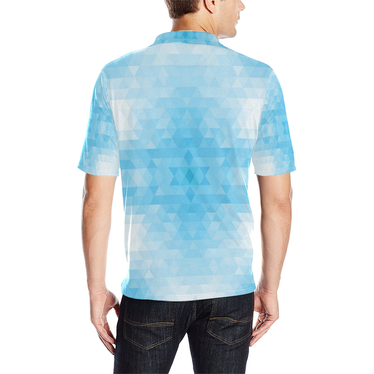 Geometric Blue Pattern Print Design 01 Men Polo Shirt