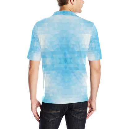 Geometric Blue Pattern Print Design 01 Men Polo Shirt