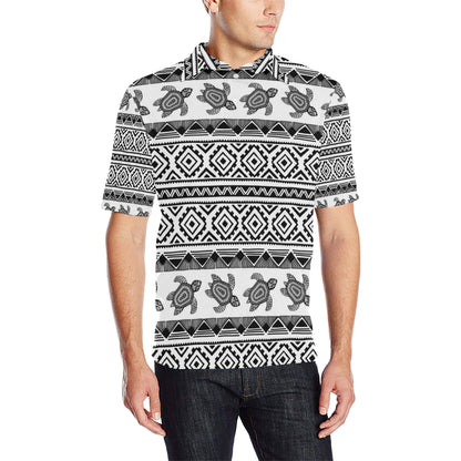 Sea Turtle Tribal Aztec Men Polo Shirt