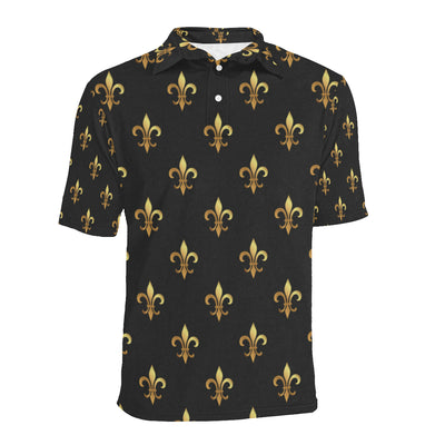 Fleur De Lis Gold Pattern Print Design 03 Men Polo Shirt