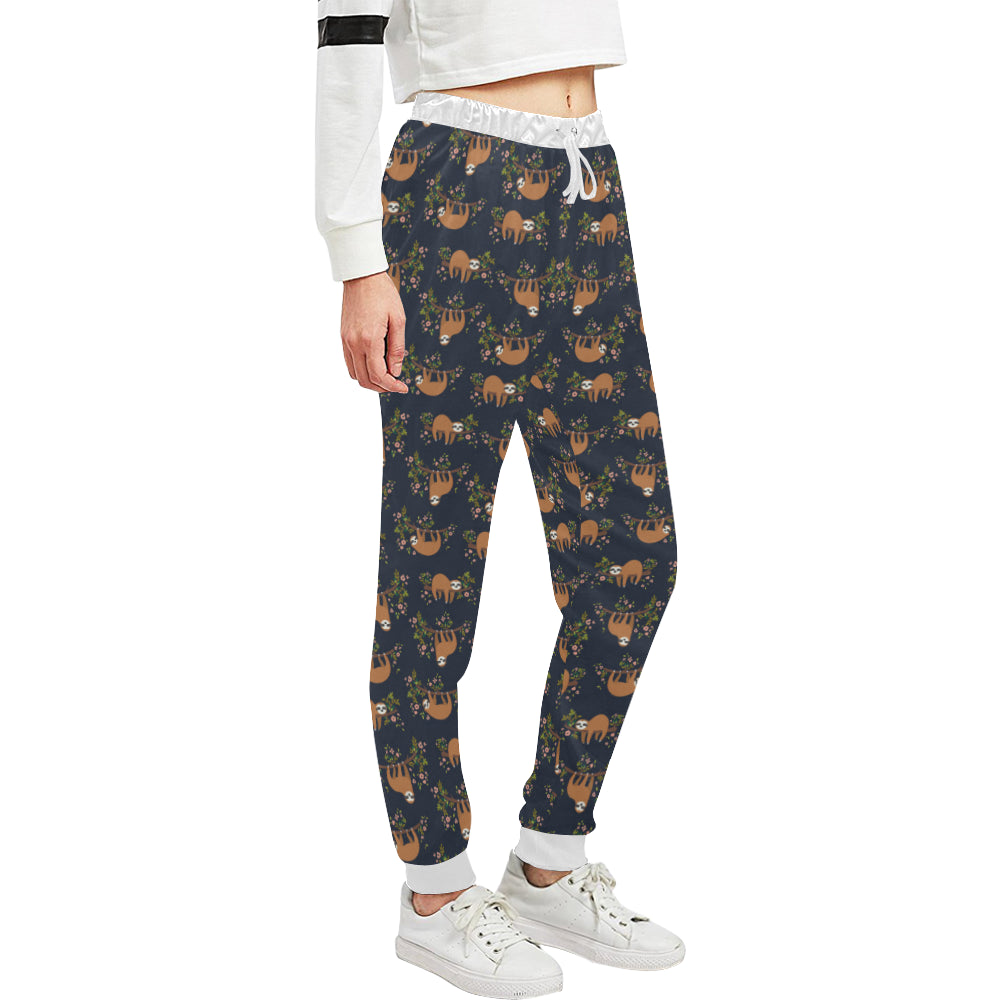 Sloth flower Design Themed Print Unisex Sweatpants