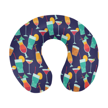 Cocktail Pattern Print Design 06 U-Shaped Travel Neck Pillow