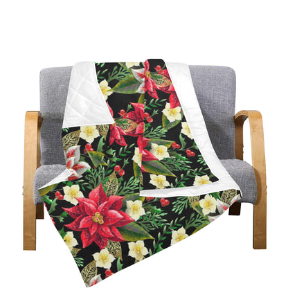 Poinsettia Pattern Print Design POT05 Premium Quilt