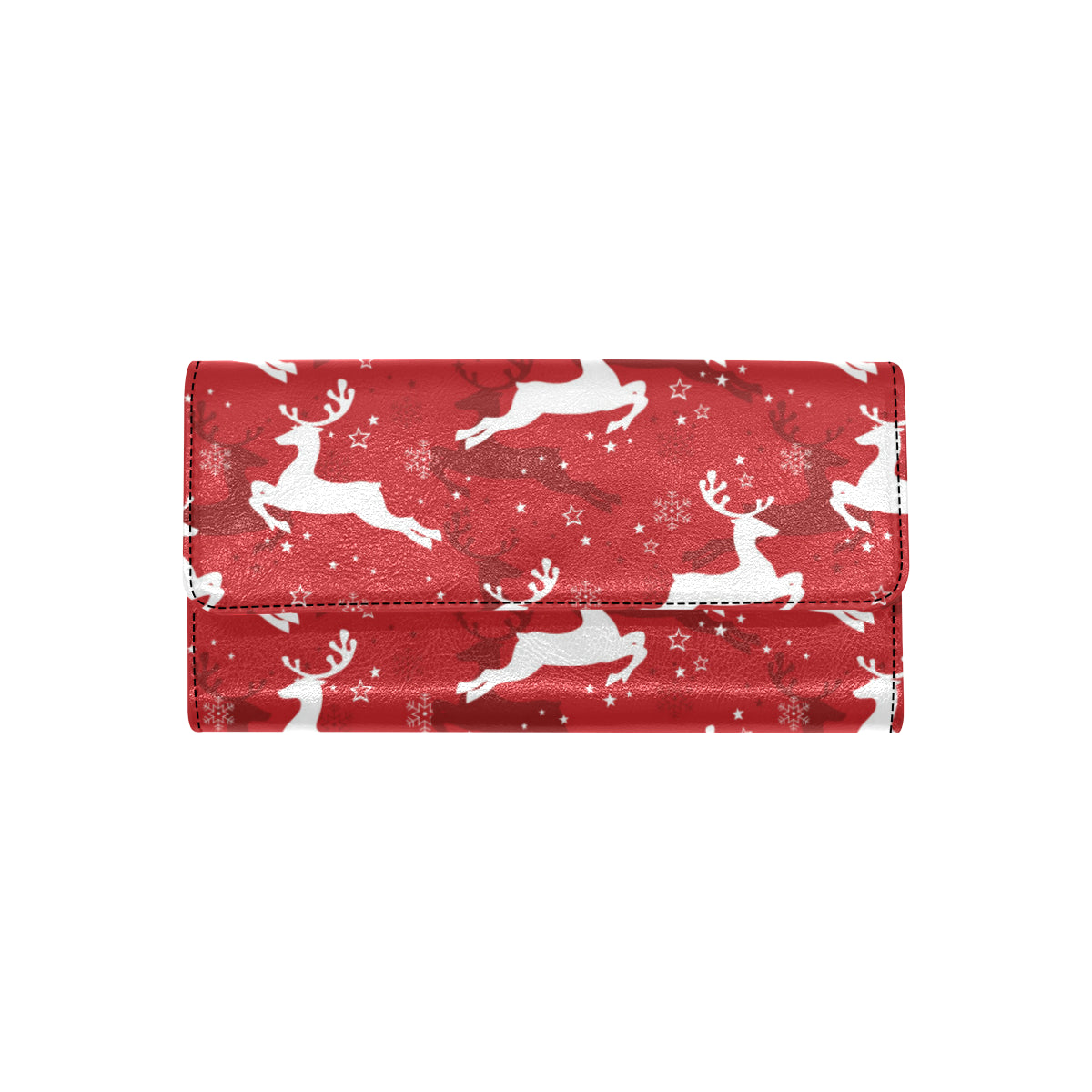 Reindeer Red Pattern Print Design 01 Women's Trifold Wallet