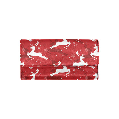 Reindeer Red Pattern Print Design 01 Women's Trifold Wallet