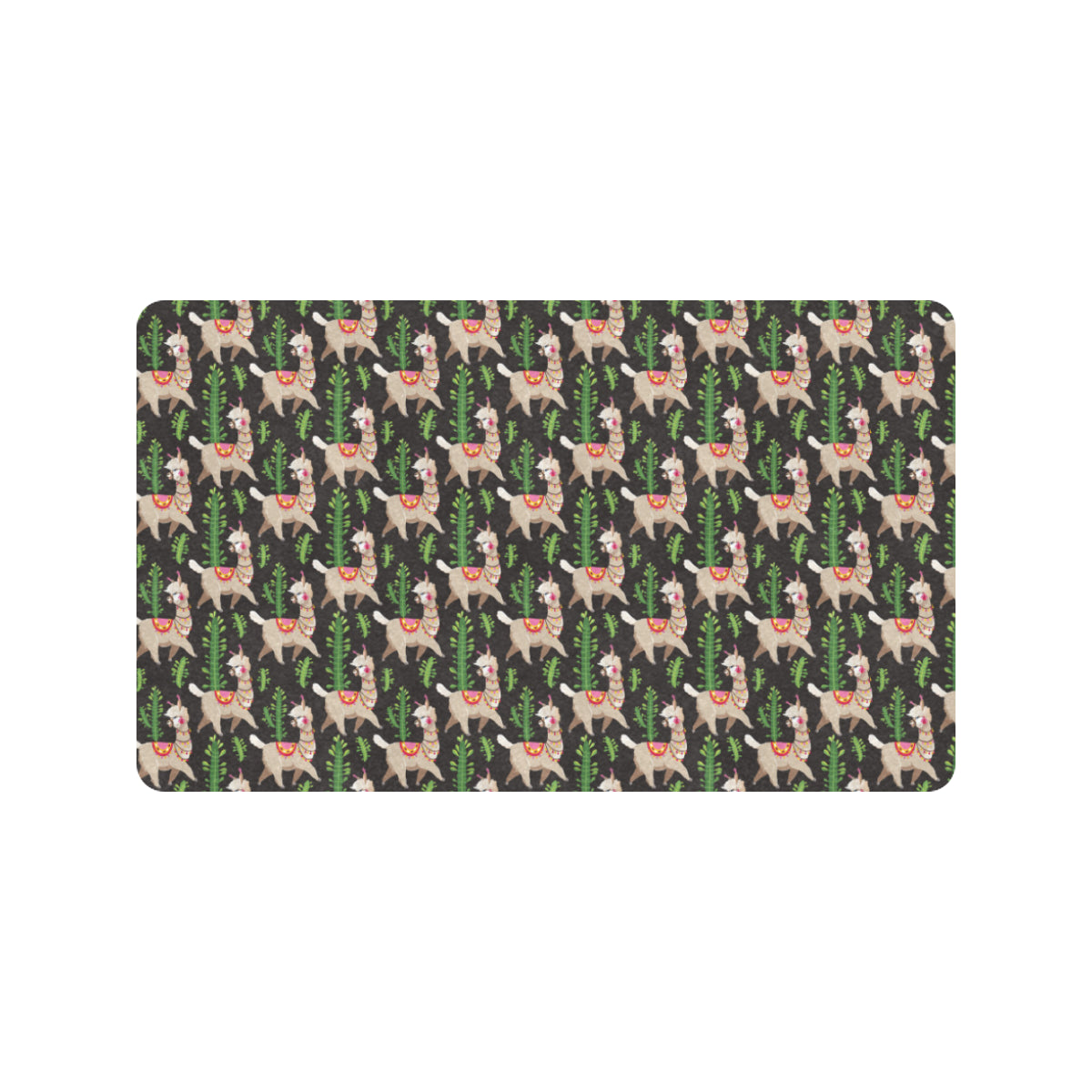 Alpaca Cactus Design Themed Print Rubber Doormat