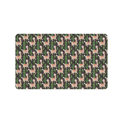 Alpaca Cactus Design Themed Print Rubber Doormat
