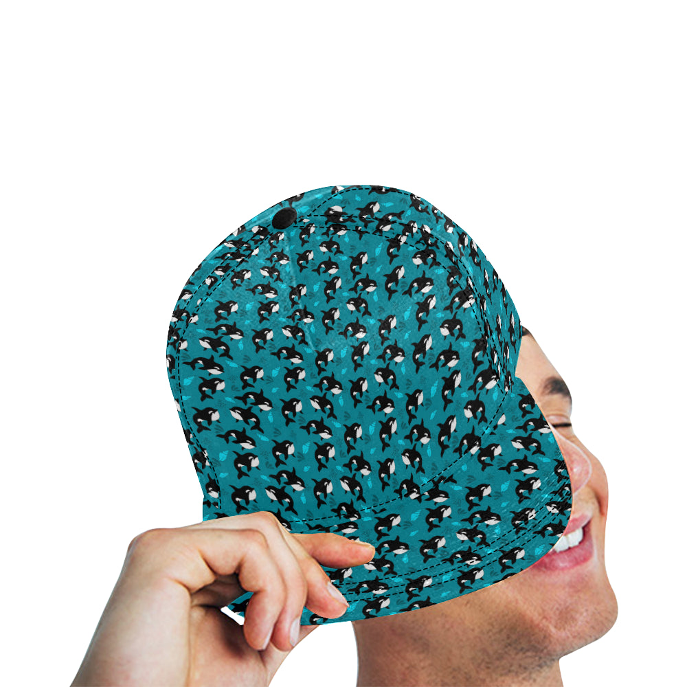 Whale Sea Design Themed Print Snapback Cap
