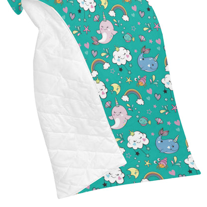 Narwhal Pattern Print Design 04 Premium Quilt