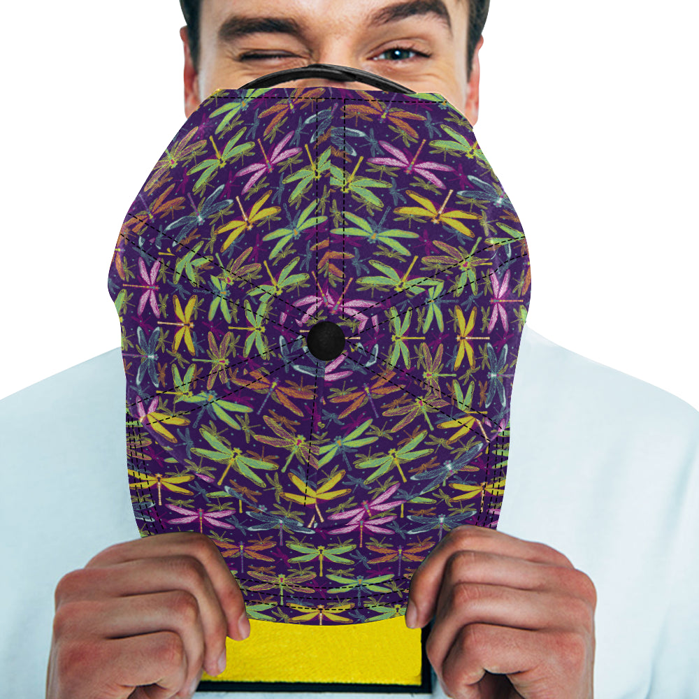 Dragonfly Neon Color Print Pattern Snapback Cap