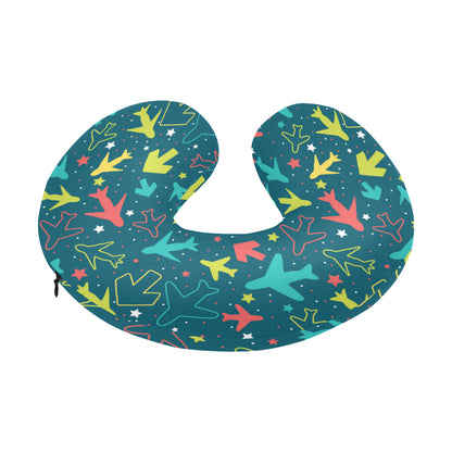 Airplane Pattern Print Design 05 U-Shaped Travel Neck Pillow
