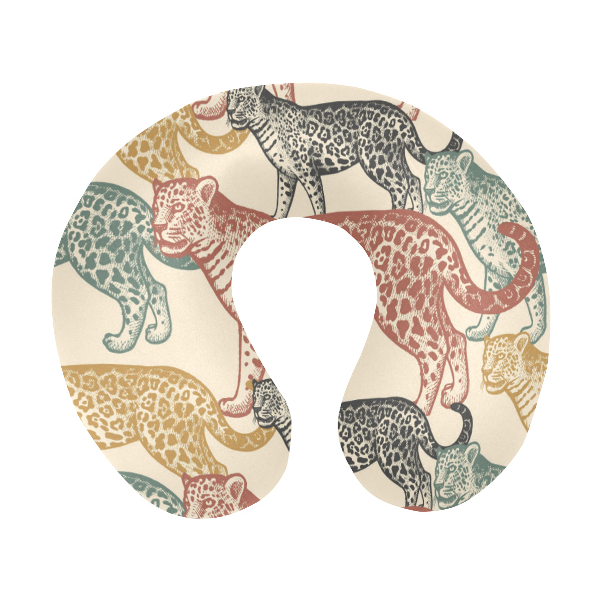 Jaguar Pattern Print Design 01 U-Shaped Travel Neck Pillow