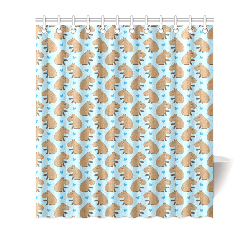 Capybara Pattern Print Design 01 Shower Curtain