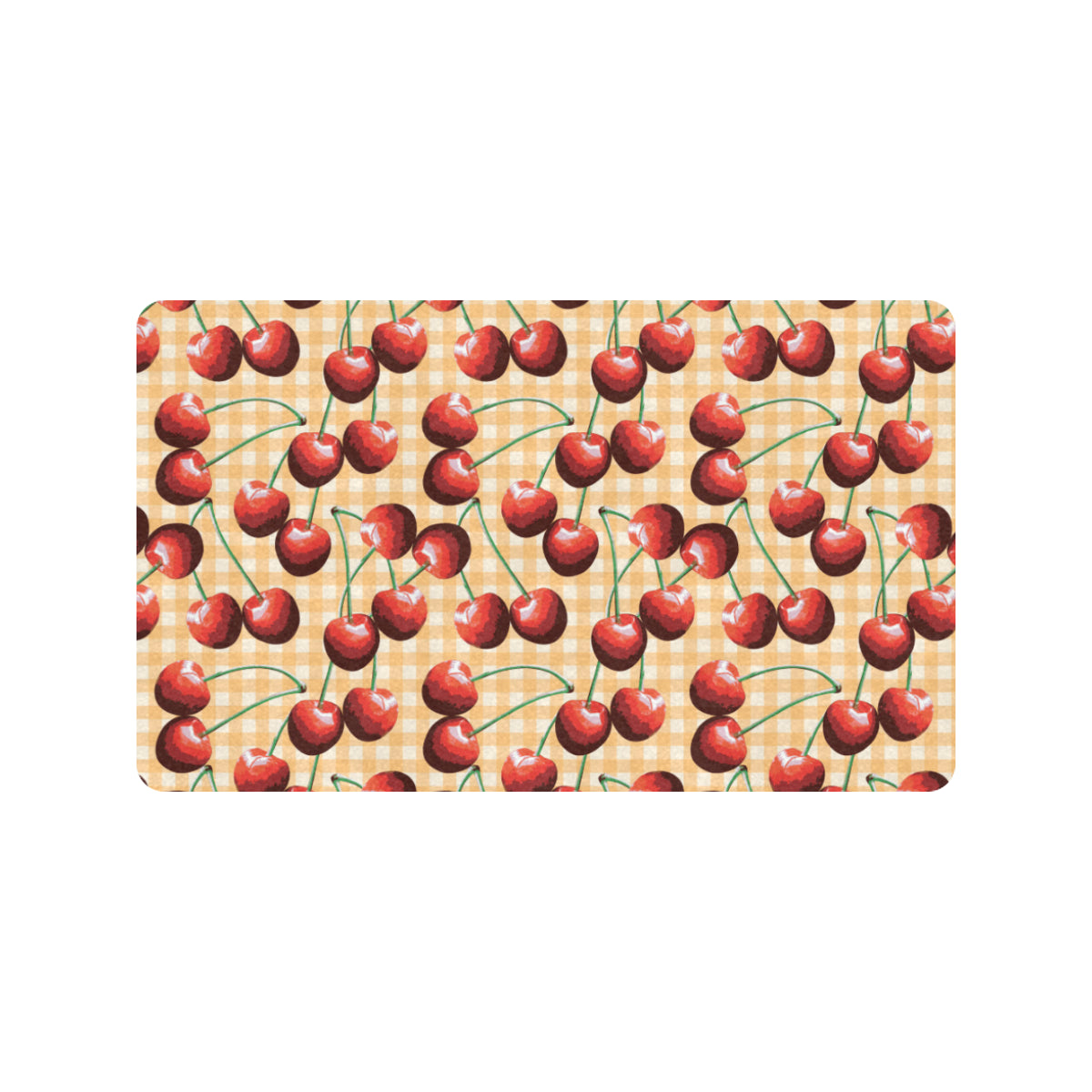 Cherry Orange Plaid Print Rubber Doormat