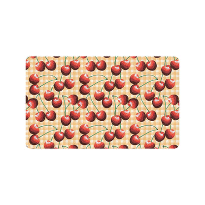 Cherry Orange Plaid Print Rubber Doormat