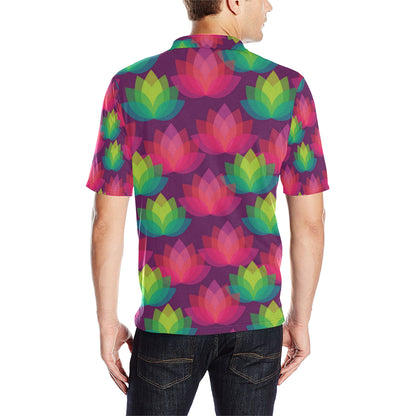 Lotus Pattern Print Design 02 Men Polo Shirt