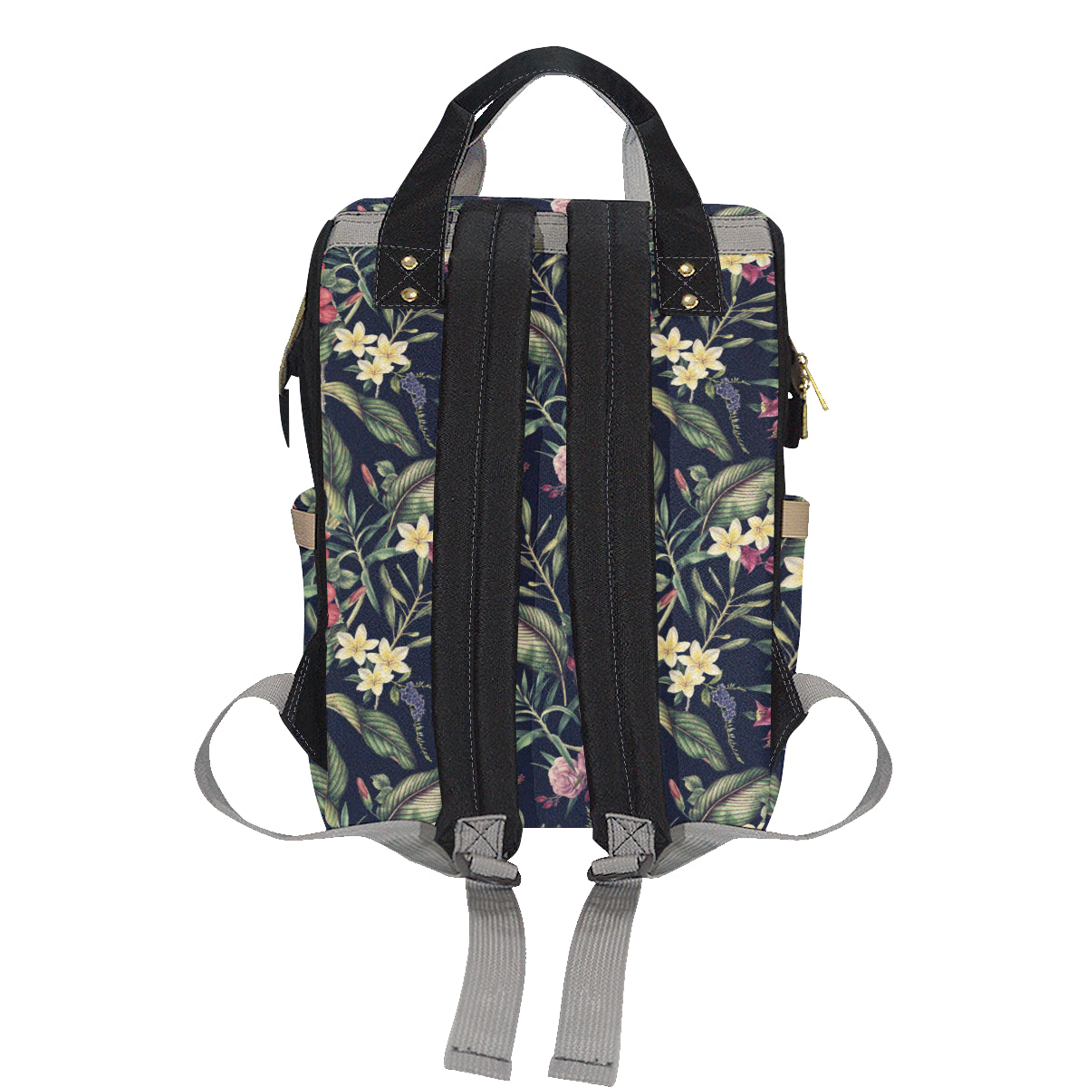 Tropical Flower Pattern Diaper Bag Backpack