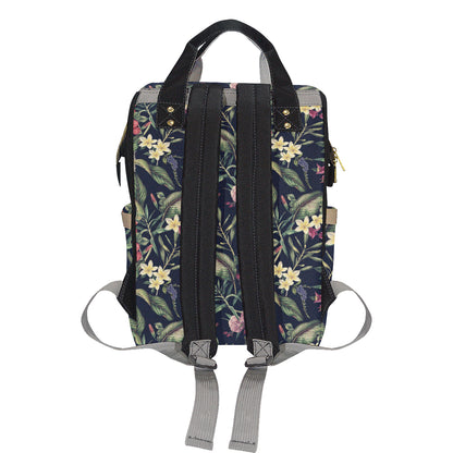 Tropical Flower Pattern Diaper Bag Backpack