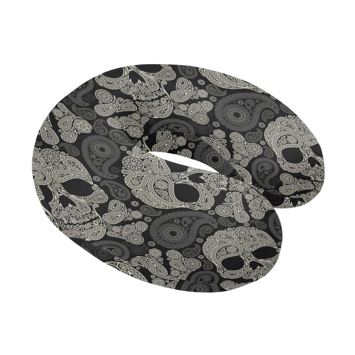 Paisley Skull Pattern Print Design A01 U-Shaped Travel Neck Pillow