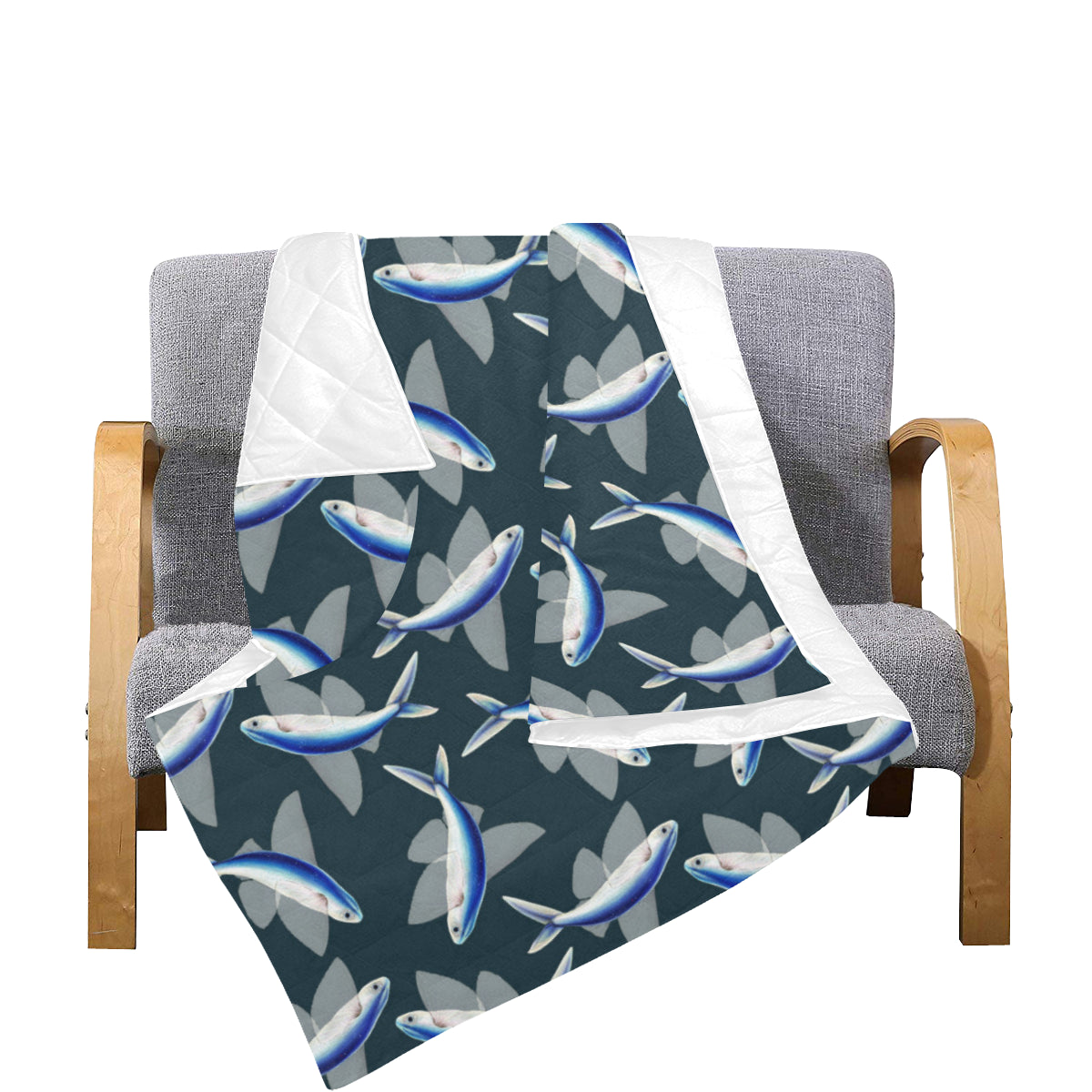 Flying Fish Pattern Print Design 04 Premium Quilt
